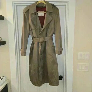 VTG London Fog Towne Double Breasted Winter Zip Out Lining Rain Taupe Size 42R